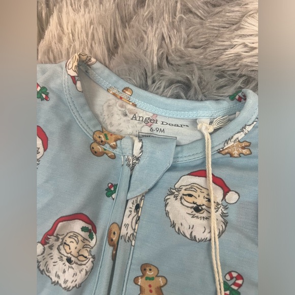 Angel Dear Vintage Santa’s Blue Zipper Bamboo Footie - Picture 3 of 3